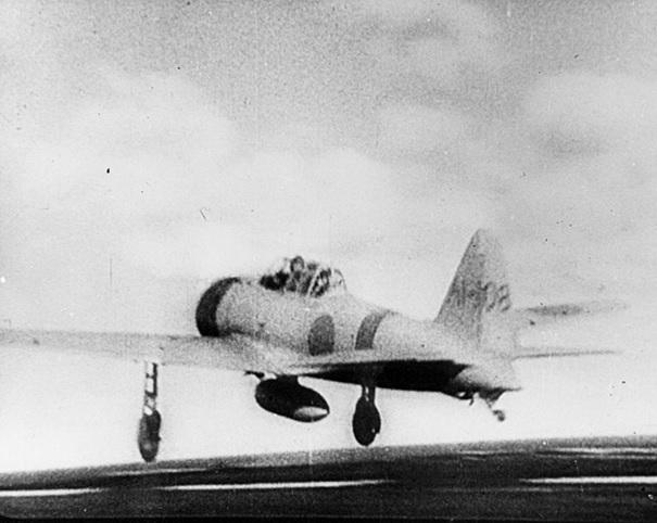 Photograph of an Imperial Japanese Zero taking off.