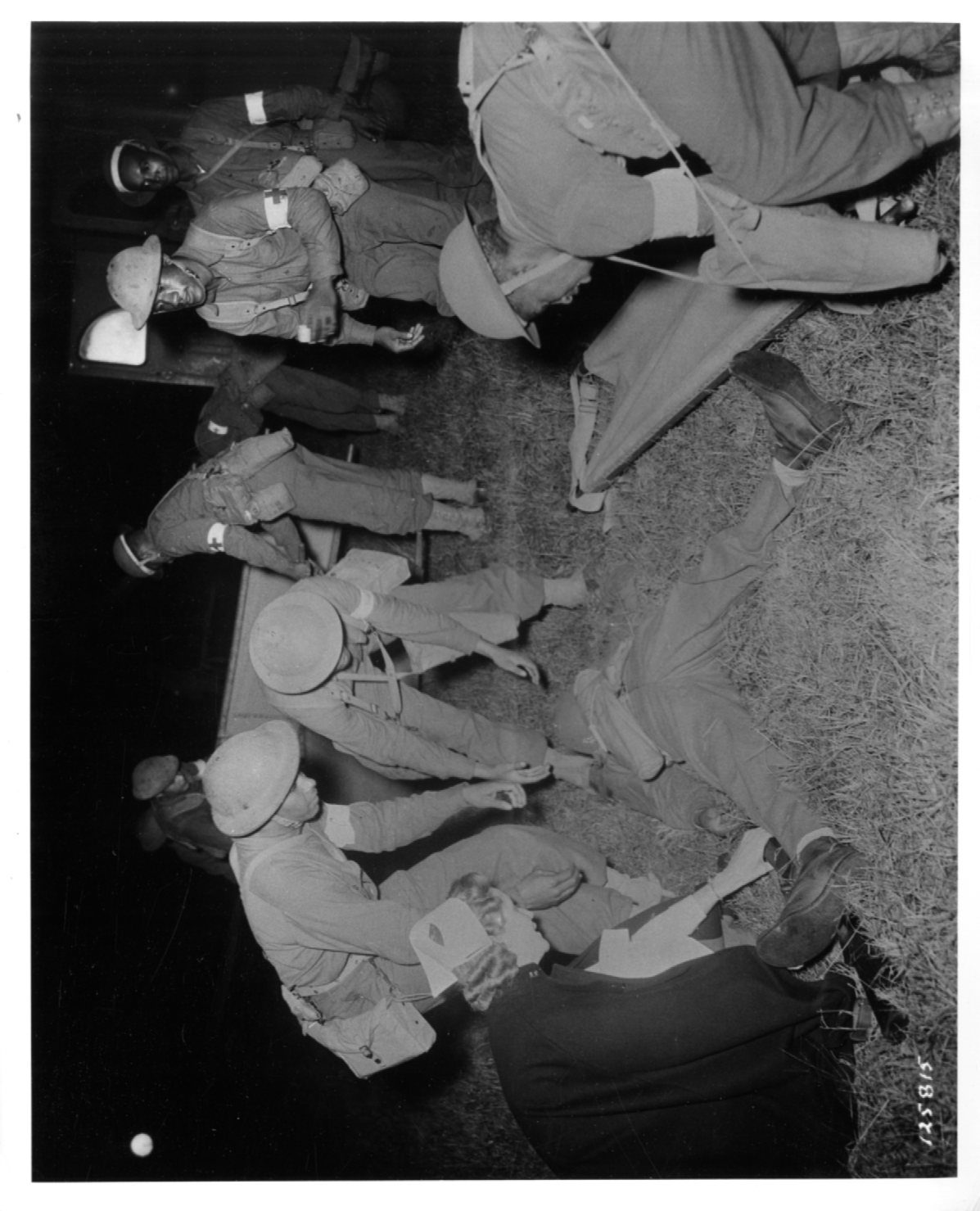 Historical image showing Soldiers of the 76th or 77th Coast Artillery during a training exercise of Black American soldiers during WWII