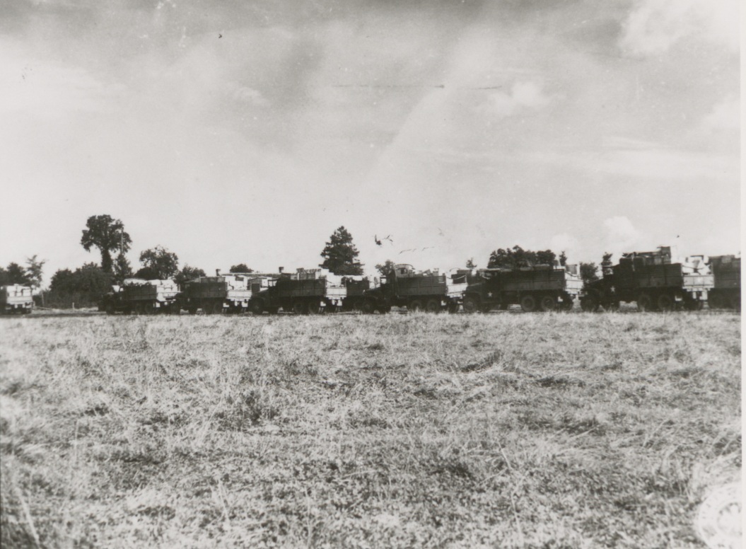 Historical image showing Red Ball Convoy of Black American soldiers during WWII